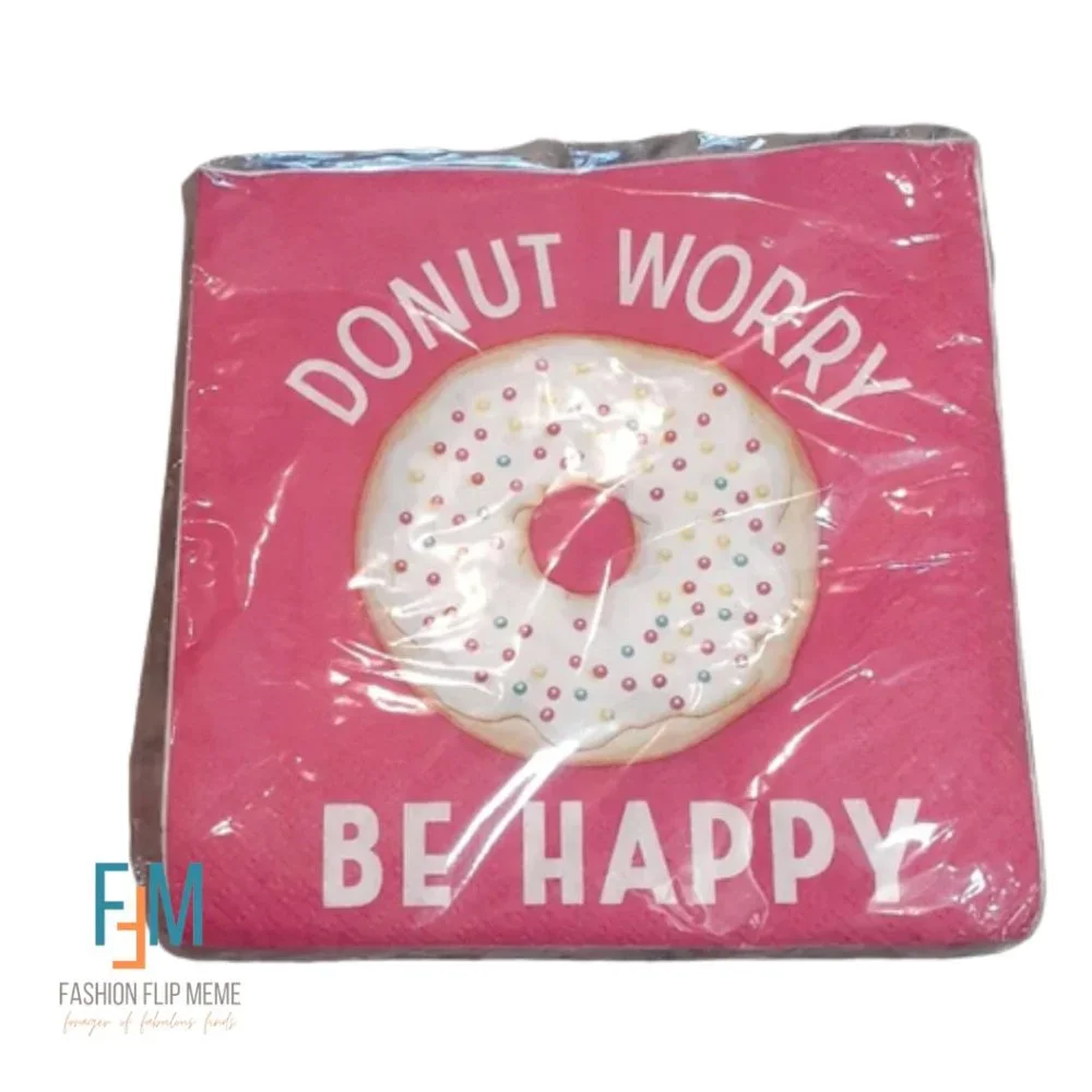 Color-Changing Dessert Spoons + Donut Worry Paper Party Napkins Bundle New!